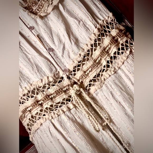 New NWT FRENCH WHITE BOHEMIAN COUNTRY OFF THE SHOULDER EMBROIDERED MAXI DRESS S - Picture 6 of 16